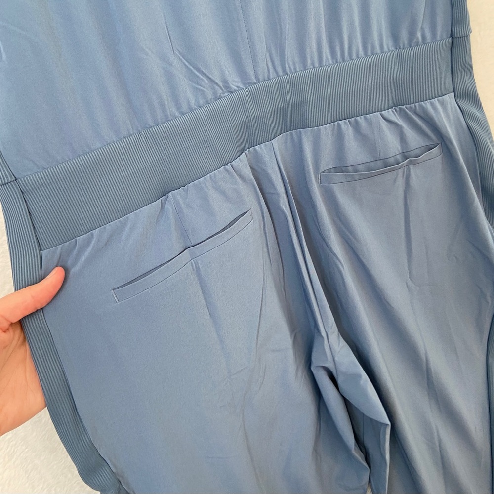Athleta womens blue one piece casual athletic Brooklyn jumpsuit size 14 NWT. - Picture 8 of 12